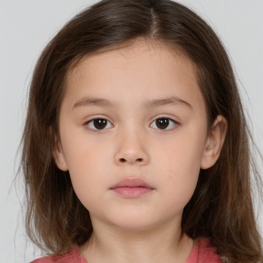 Neutral white child female with medium  brown hair and brown eyes