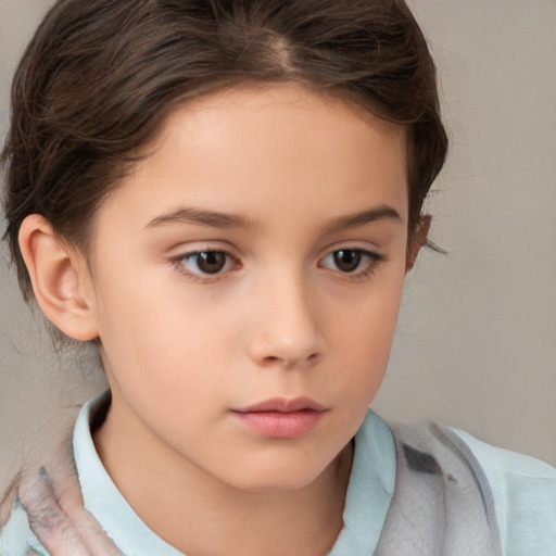 Neutral white child female with short  brown hair and brown eyes