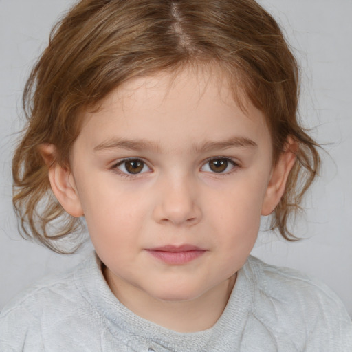 Neutral white child female with medium  brown hair and brown eyes