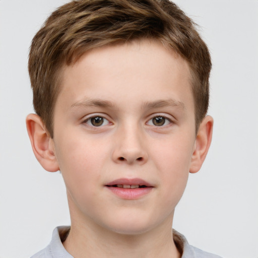 Neutral white child male with short  brown hair and brown eyes