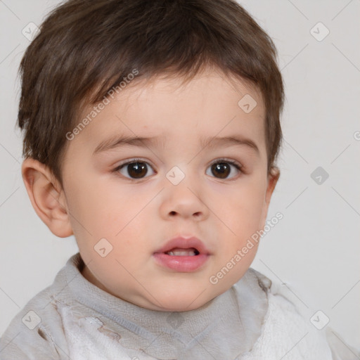 Neutral white child male with short  brown hair and brown eyes