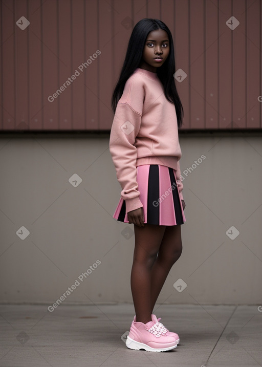 Teenager girl with  black hair