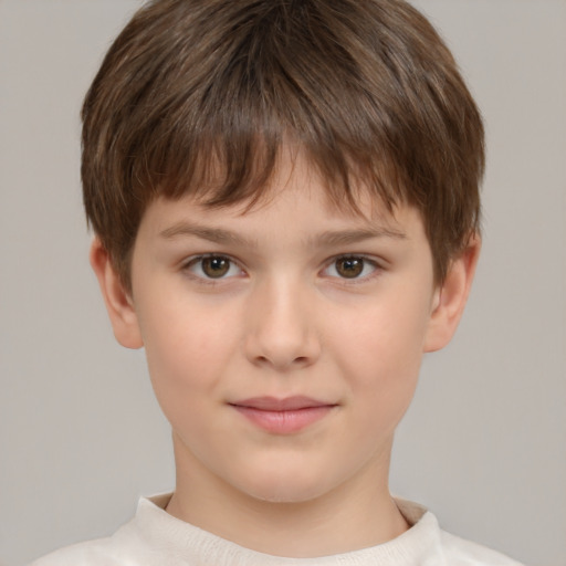 Neutral white child male with short  brown hair and brown eyes