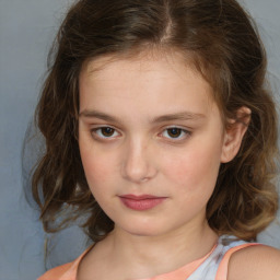 Neutral white child female with medium  brown hair and brown eyes