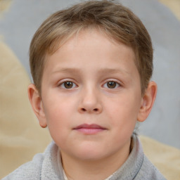 Neutral white child male with short  brown hair and brown eyes