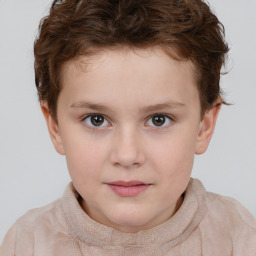 Neutral white child female with short  brown hair and brown eyes