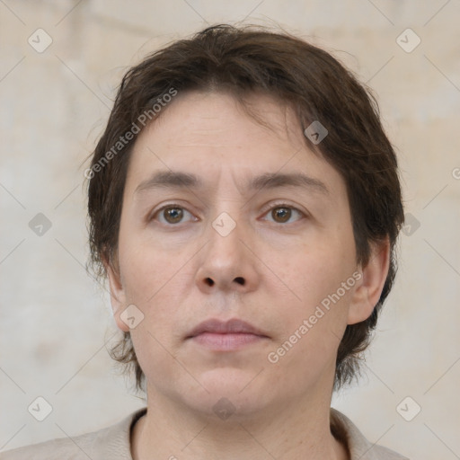 Neutral white young-adult male with medium  brown hair and brown eyes