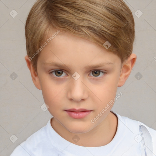 Neutral white child female with short  brown hair and brown eyes