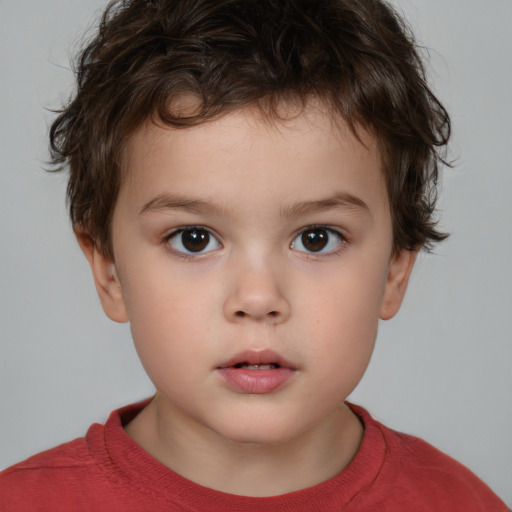 Neutral white child male with short  brown hair and brown eyes