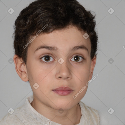 Neutral white child female with short  brown hair and brown eyes