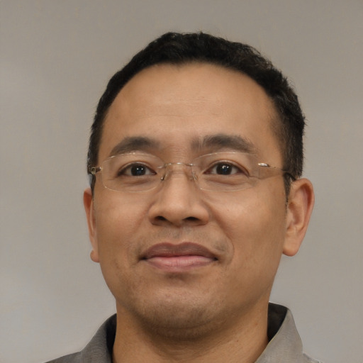 Neutral latino adult male with short  black hair and brown eyes
