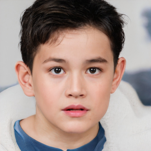 Neutral white child male with short  brown hair and brown eyes