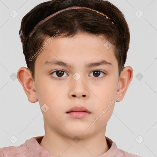 Neutral white child male with short  brown hair and brown eyes