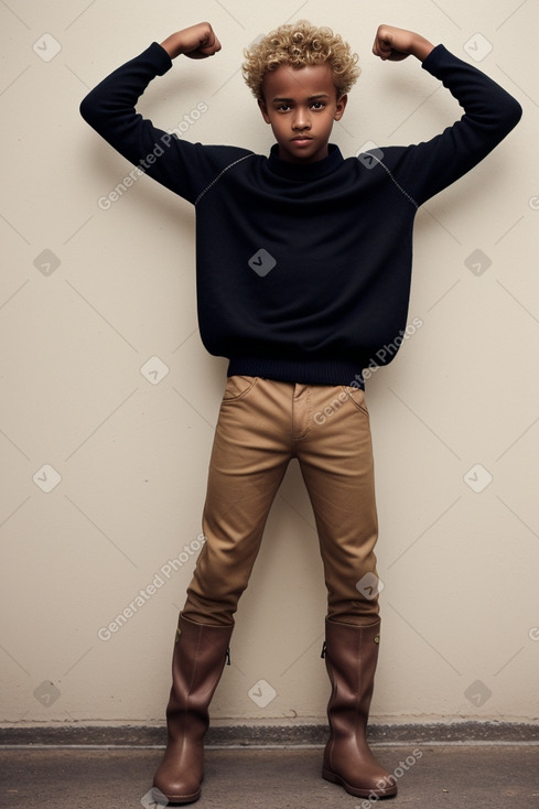 Ethiopian teenager boy with  blonde hair