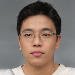 Neutral asian young-adult male with short  brown hair and brown eyes