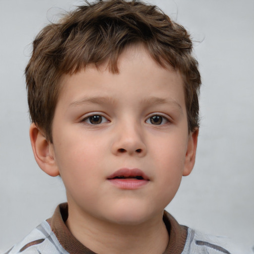 Neutral white child male with short  brown hair and brown eyes