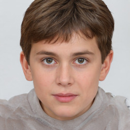 Neutral white child male with short  brown hair and brown eyes