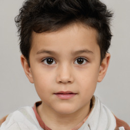 Neutral white child male with short  brown hair and brown eyes