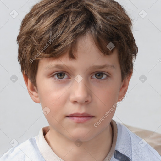 Neutral white child male with short  brown hair and brown eyes