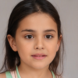 Neutral white child female with medium  brown hair and brown eyes