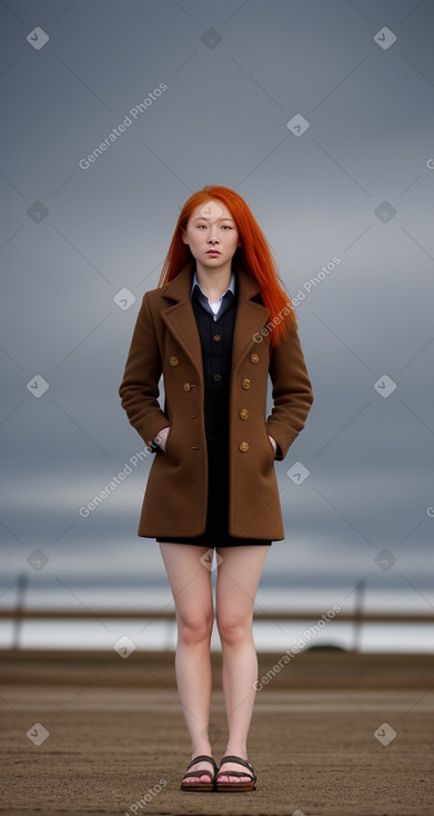 Mongolian young adult female with  ginger hair