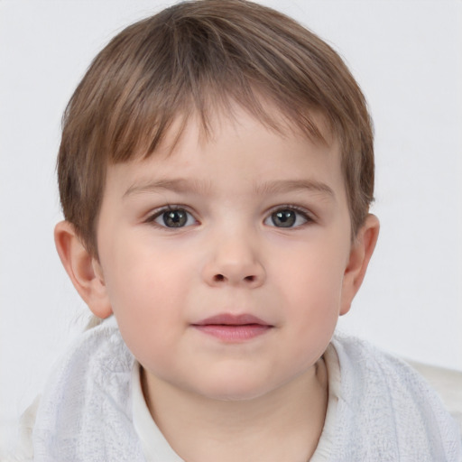 Neutral white child male with short  brown hair and brown eyes