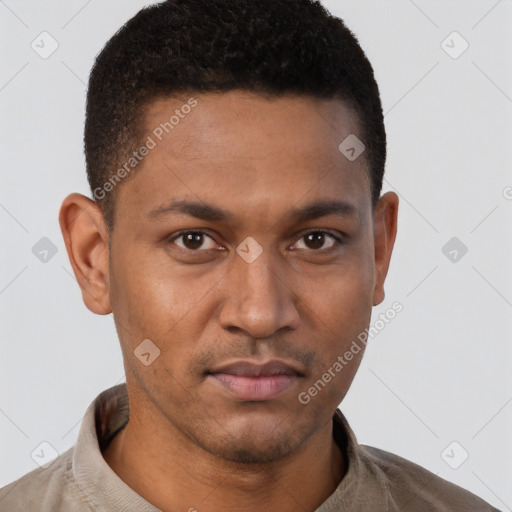 Neutral latino young-adult male with short  brown hair and brown eyes