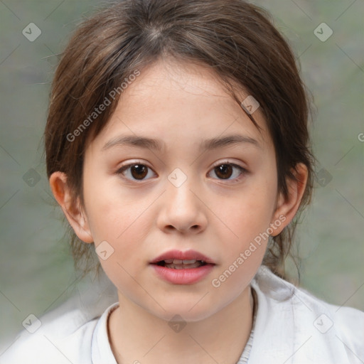 Neutral white child female with medium  brown hair and brown eyes