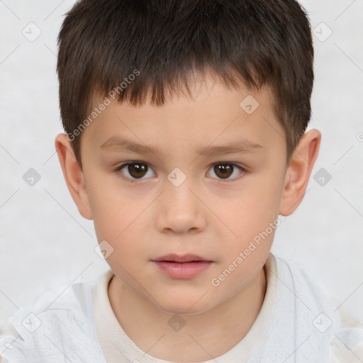 Neutral white child male with short  brown hair and brown eyes