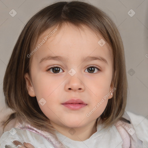 Neutral white child female with medium  brown hair and brown eyes