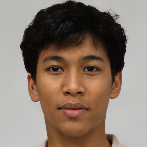 Neutral asian young-adult male with short  brown hair and brown eyes