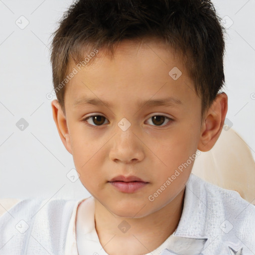 Neutral white child male with short  brown hair and brown eyes