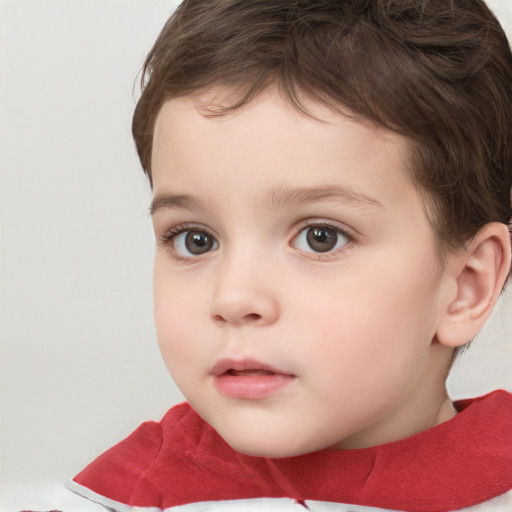 Neutral white child female with short  brown hair and brown eyes