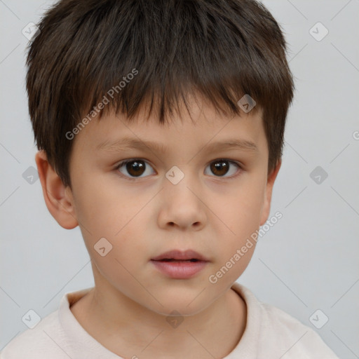 Neutral white child male with short  brown hair and brown eyes