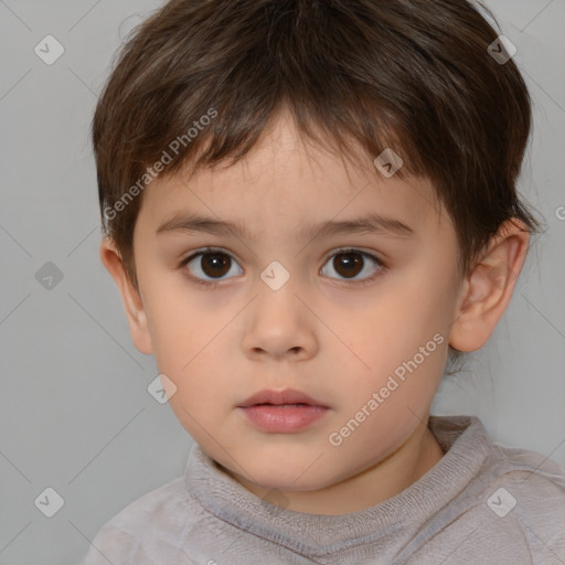 Neutral white child male with short  brown hair and brown eyes