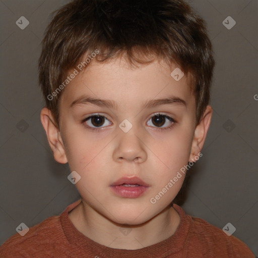 Neutral white child male with short  brown hair and brown eyes