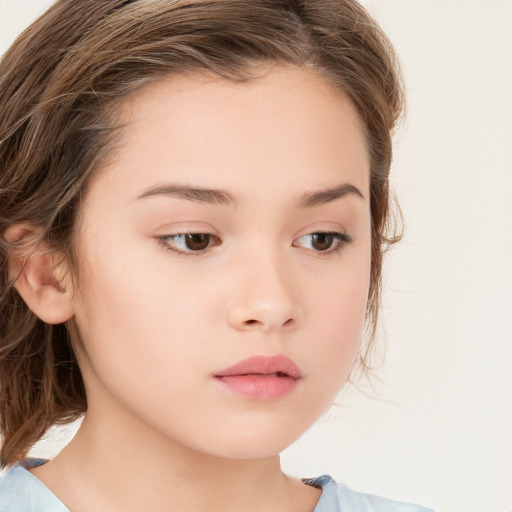 Neutral white child female with medium  brown hair and brown eyes