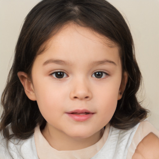 Neutral white child female with medium  brown hair and brown eyes