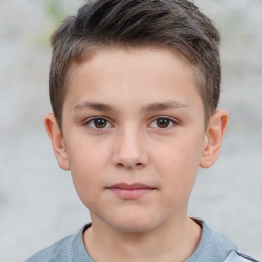 Neutral white child male with short  brown hair and brown eyes