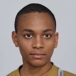 Neutral black young-adult male with short  brown hair and brown eyes