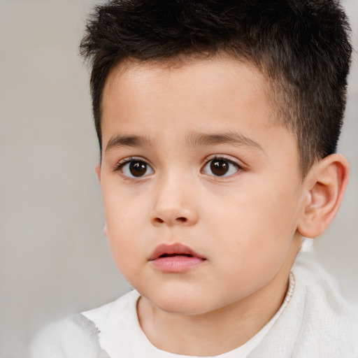 Neutral white child male with short  brown hair and brown eyes