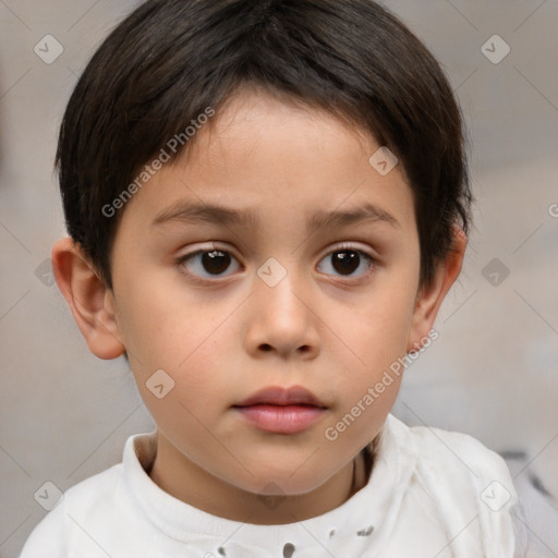 Neutral white child male with short  brown hair and brown eyes