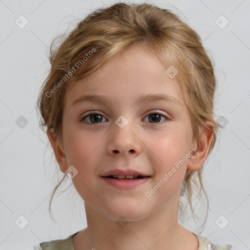 Neutral white child female with medium  brown hair and brown eyes