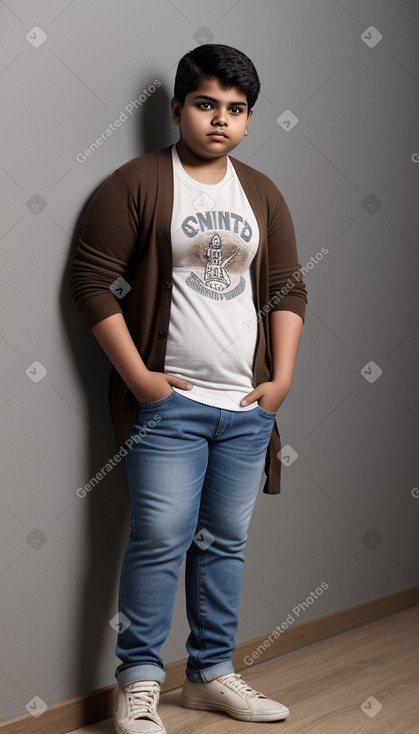 Indian teenager boy with  brown hair