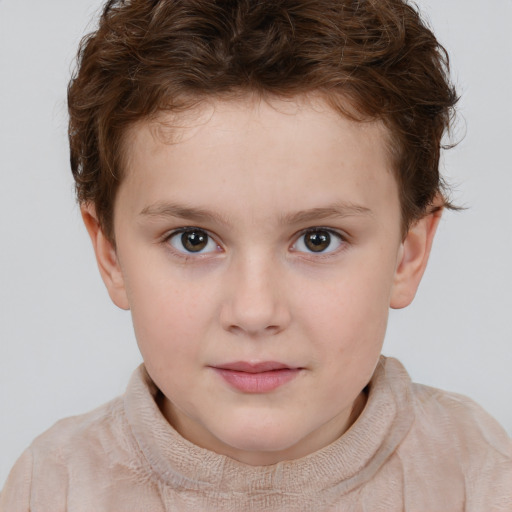 Neutral white child female with short  brown hair and brown eyes