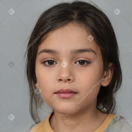 Neutral white child female with medium  brown hair and brown eyes