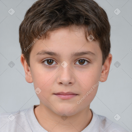 Neutral white child male with short  brown hair and brown eyes