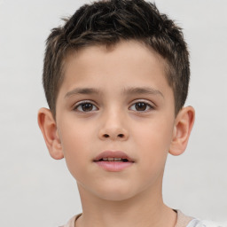 Neutral white child male with short  brown hair and brown eyes