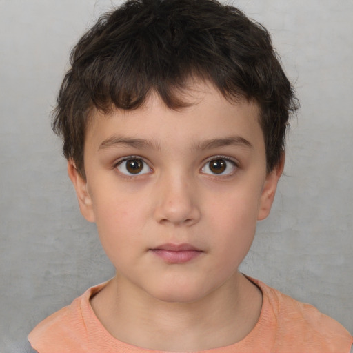 Neutral white child male with short  brown hair and brown eyes