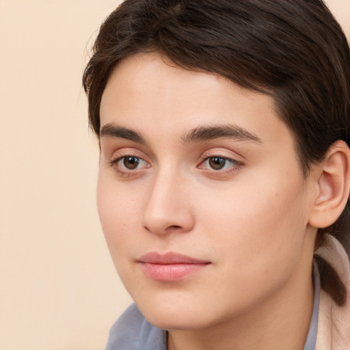 Neutral white young-adult male with medium  brown hair and brown eyes